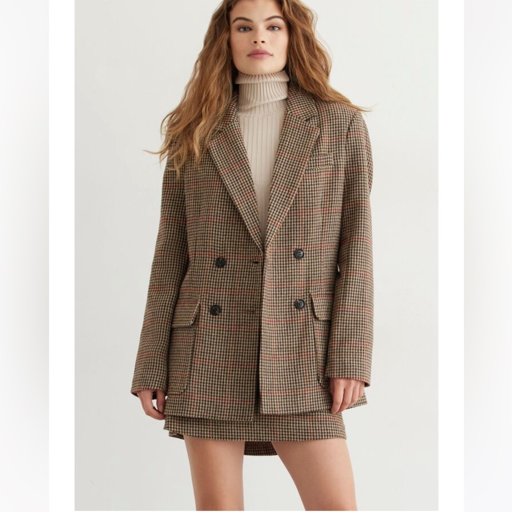 Dynamite Double Breasted Blazer Houndstooth